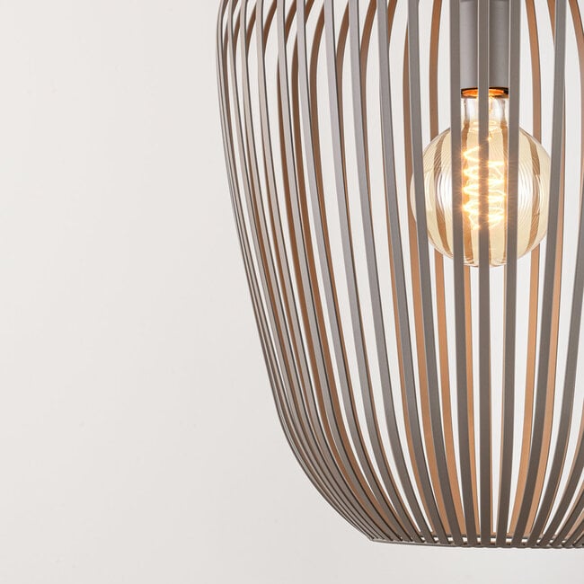 Riva Cylindrical Cage Pendant Light — Metal, Light Grey