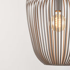 Riva Cylindrical Cage Pendant Light — Metal, Light Grey