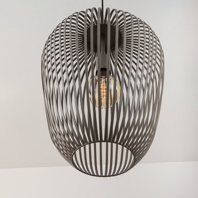 Riva light grey cage pendant light installed in modern kitchen interior