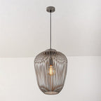 Riva Cylindrical Cage Pendant Light — Metal, Light Grey