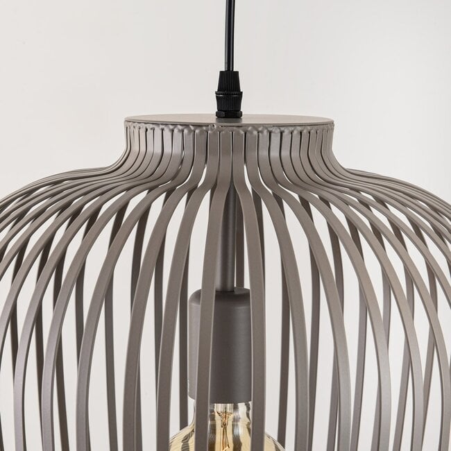 Riva Cylindrical Cage Pendant Light — Metal, Light Grey