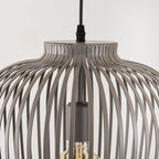 Riva Cylindrical Cage Pendant Light — Metal, Light Grey