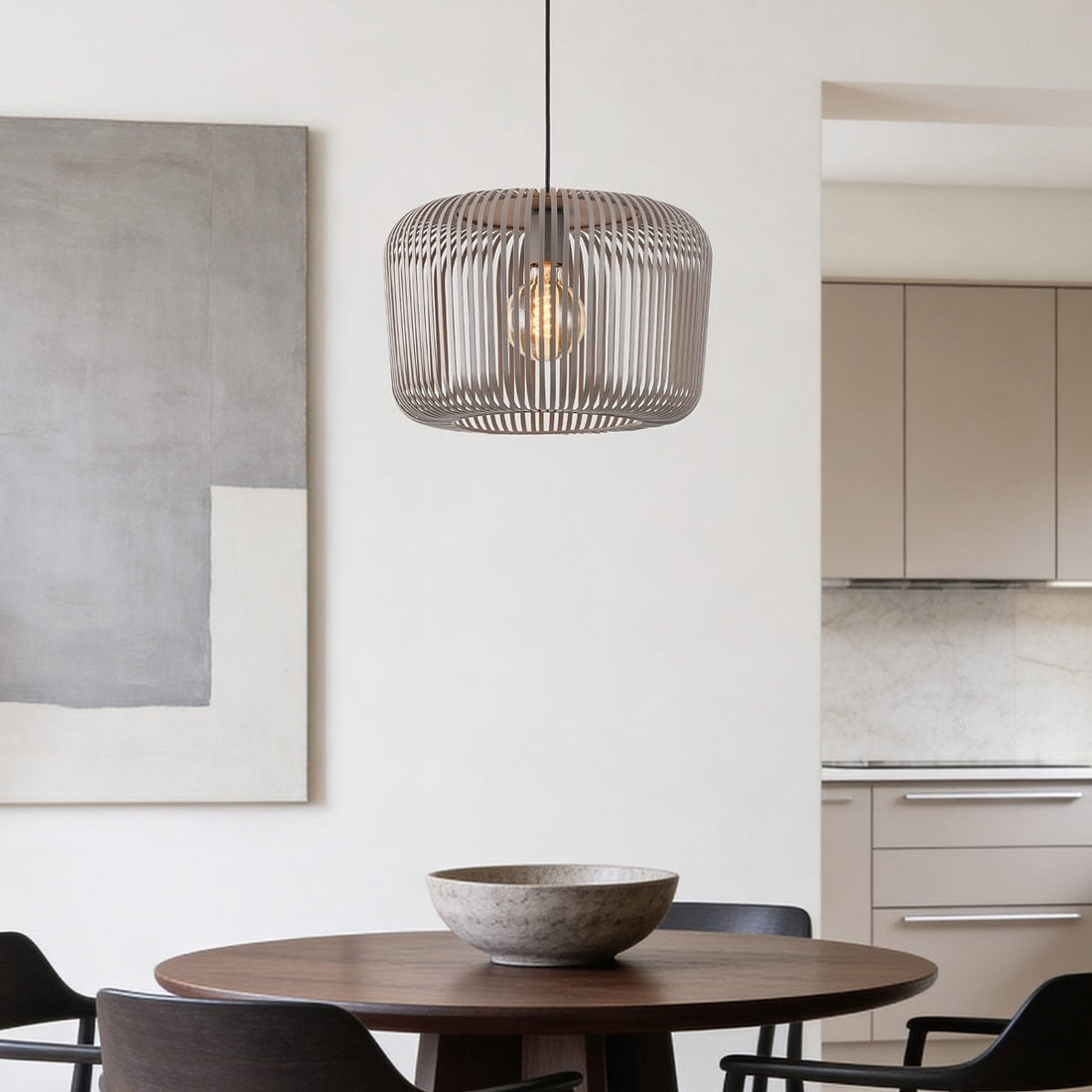 Raina Open Sphere Pendant Light — Metal, Light Grey detail