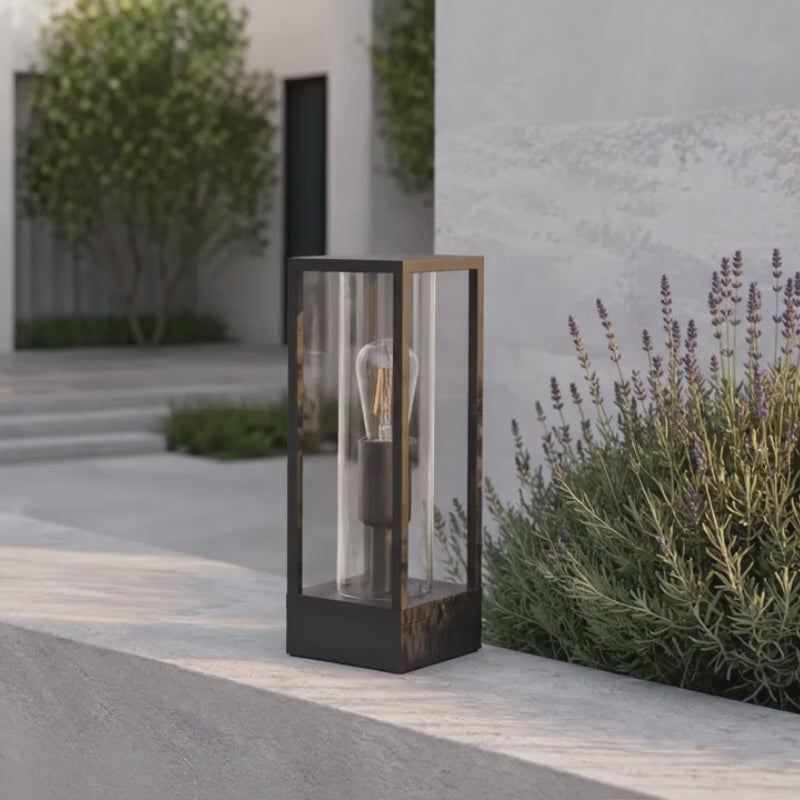 Ted Box Outdoor Post Aluminium Lantern — Black