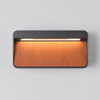 Loren outdoor wall light anthracite wood finish showing dimensions and mounting hardware