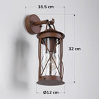 Alicia Vintage Farmhouse Wall Light — Glass, Rustic Brown
