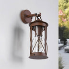 Alicia Vintage Farmhouse Wall Light — Glass, Rustic Brown