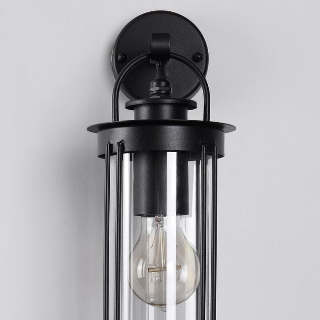 Alicia Industrial Outdoor Wall Light — Glass, Black