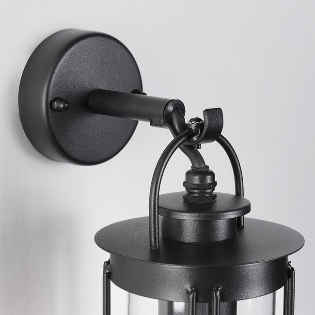 Alicia Industrial Outdoor Wall Light — Glass, Black
