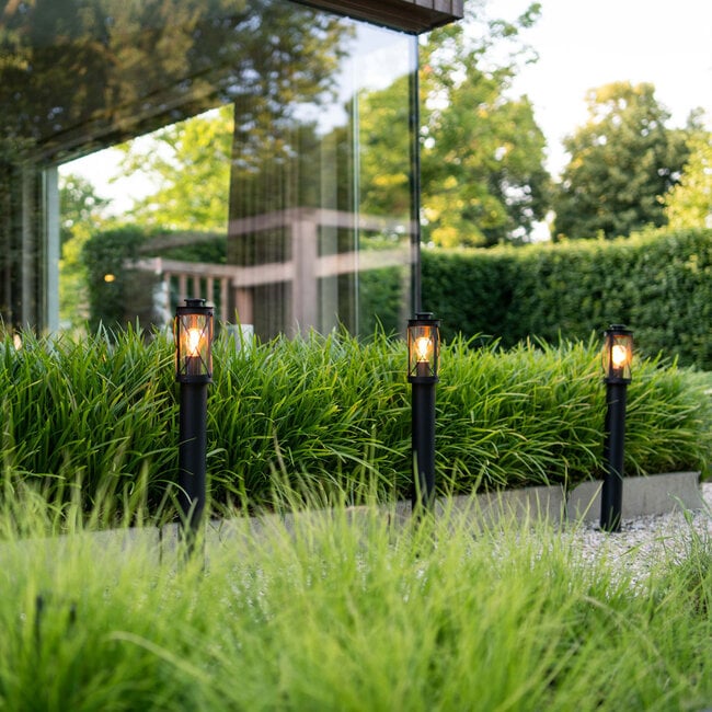 Lucia Rustic Bollard Post Light — Stainless Steel, Black 80cm