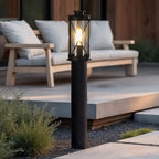 Lucia Rustic Bollard Post Light — Stainless Steel Black, 60cm