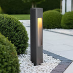 Torino anthracite GU10 bollard post light installed along garden pathway