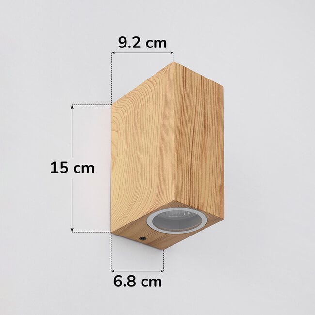 Talia Up Down Wall Light — Aluminium, Wood Effect