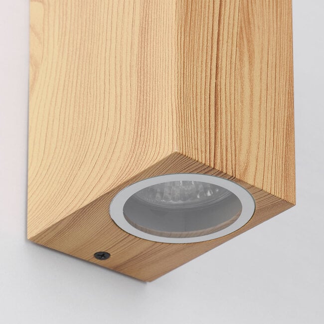 Talia Up Down Wall Light — Aluminium, Wood Effect